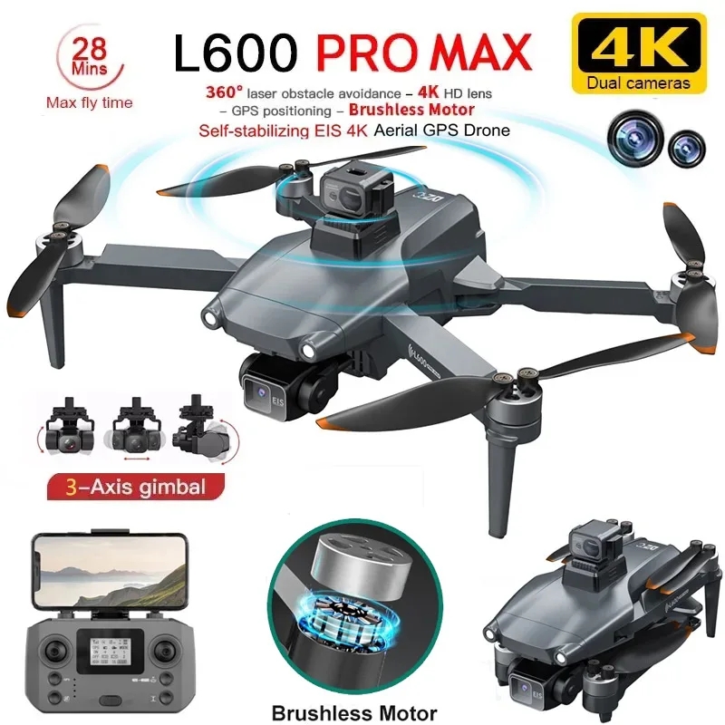 Fpv Brushless Rc Drone 4K - L600 PRO MAX GPS Drone Profesjonalny
