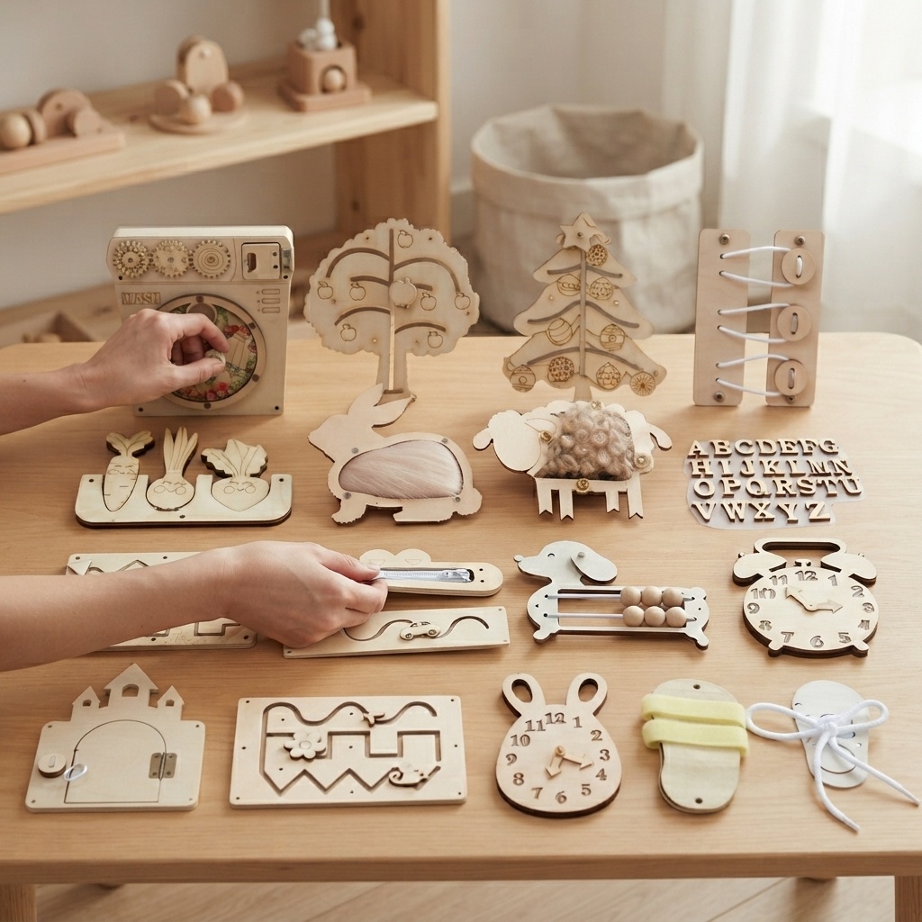 Popularna tablica manipulacyjn – Montessori Wooden Busy Board Toddler recenzja i cena